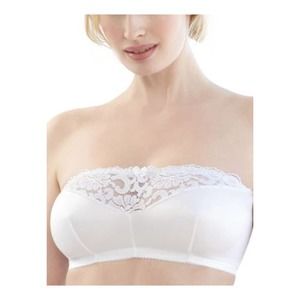 Glamorise Women's 38 B/C/D Complete Comfort Strapless Bra White Lace WireFree